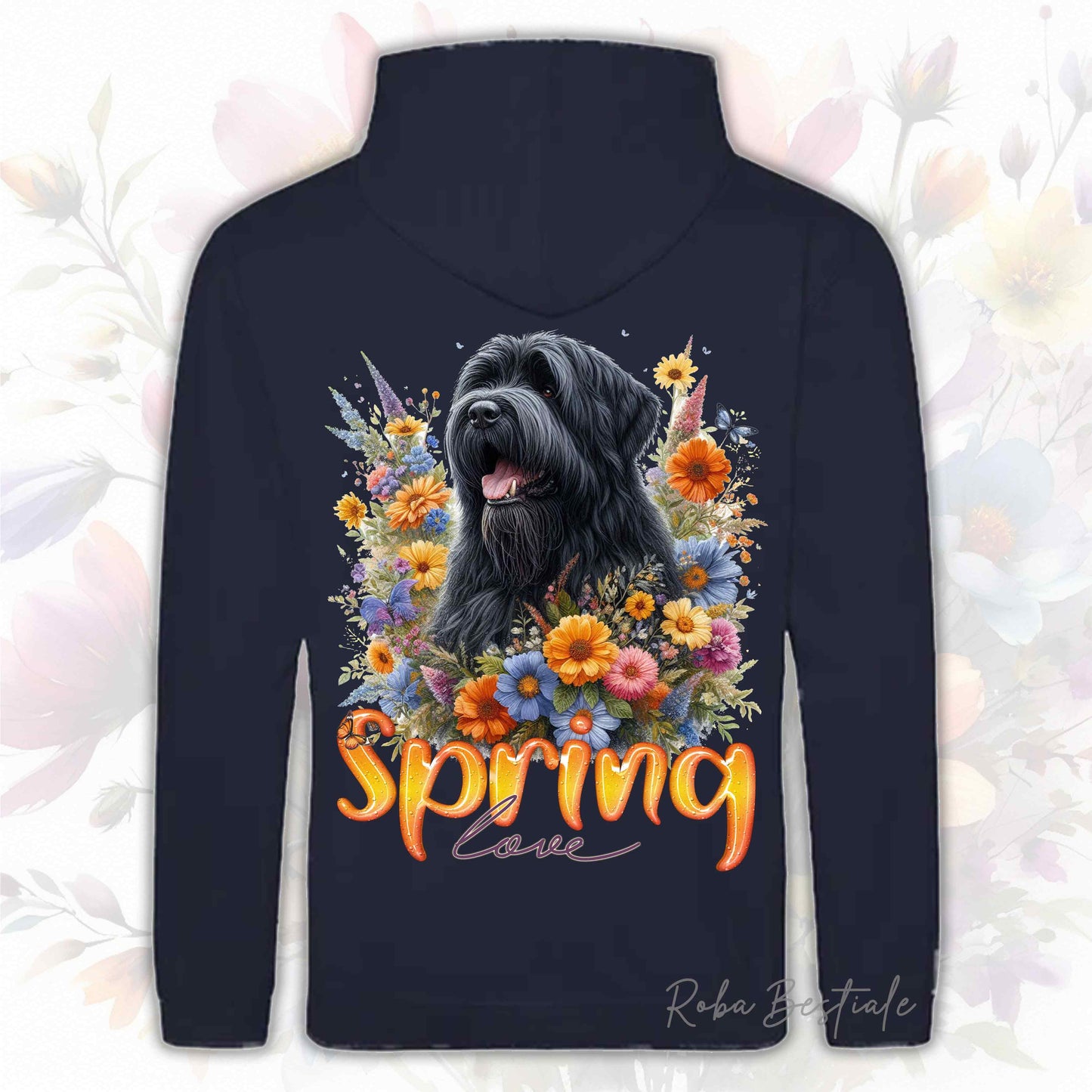 Felpa SPRING LOVE - BOVARO DELLE FIANDRE - Con Cappuccio e Tasconi, Unisex, in tanti colori - dalla XS alla 5XL