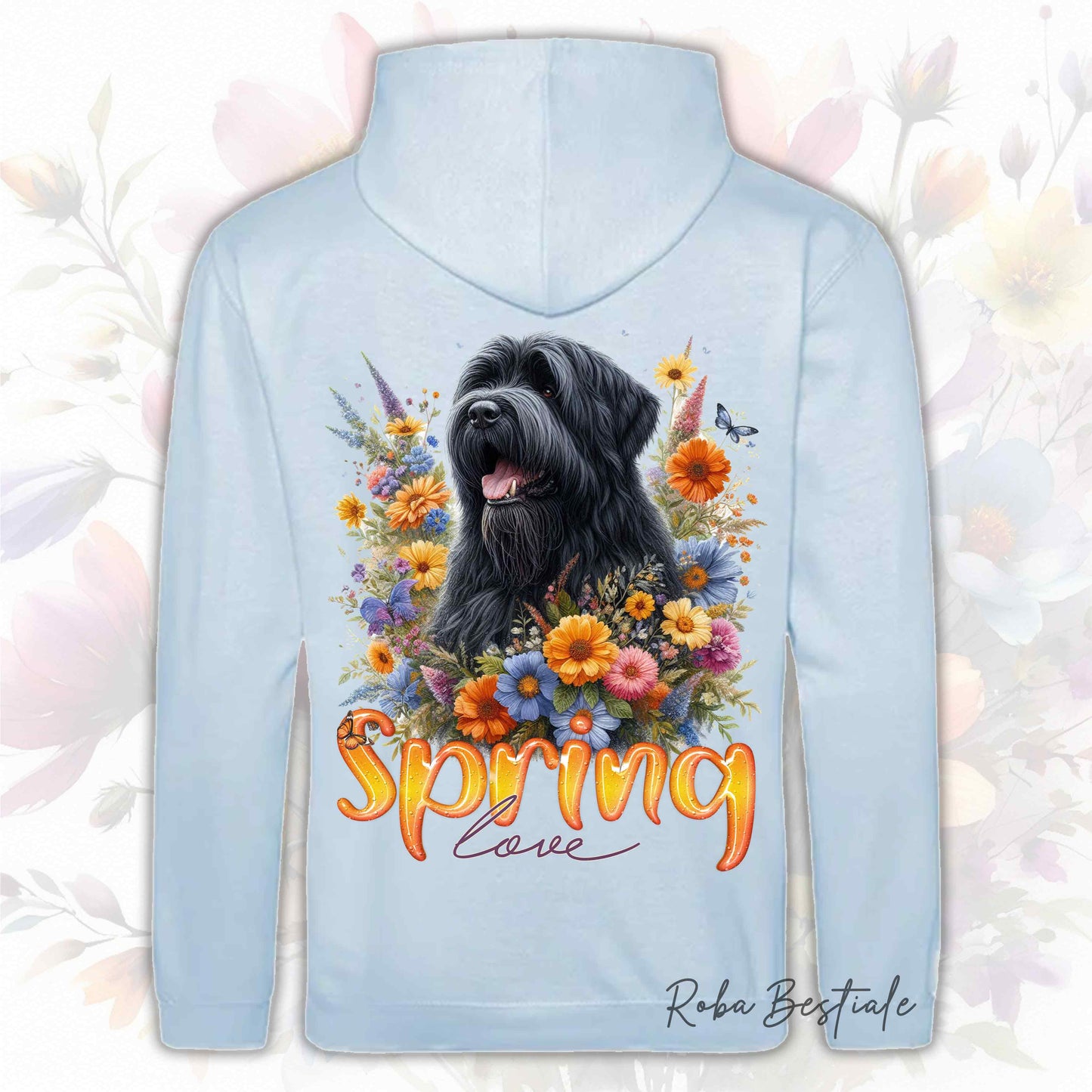 Felpa SPRING LOVE - BOVARO DELLE FIANDRE - Con Cappuccio e Tasconi, Unisex, in tanti colori - dalla XS alla 5XL