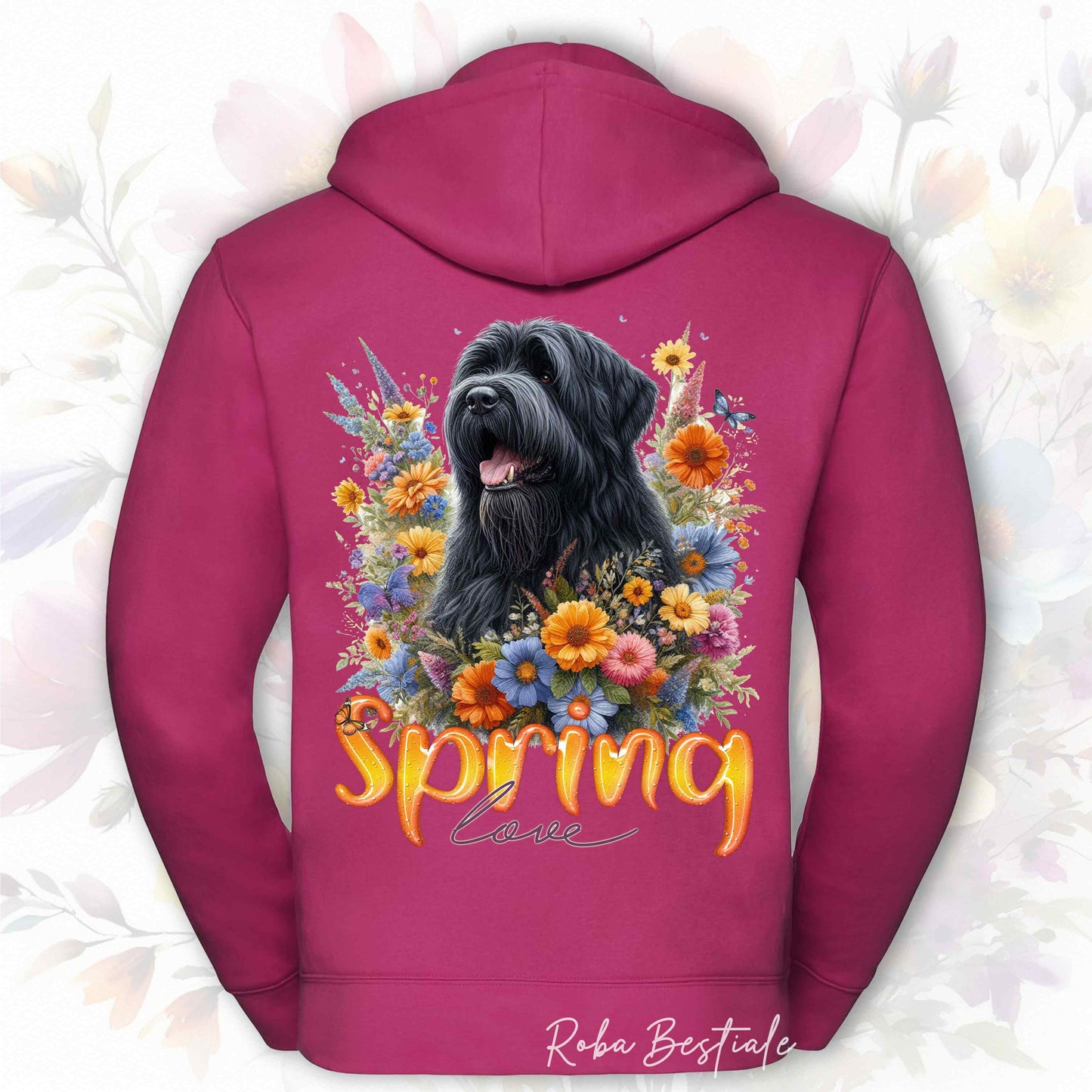 Felpa SPRING LOVE - BOVARO DELLE FIANDRE - Con Cappuccio e Full Zip, Uomo o Donna, in tanti colori - dalla XS alla 5XL