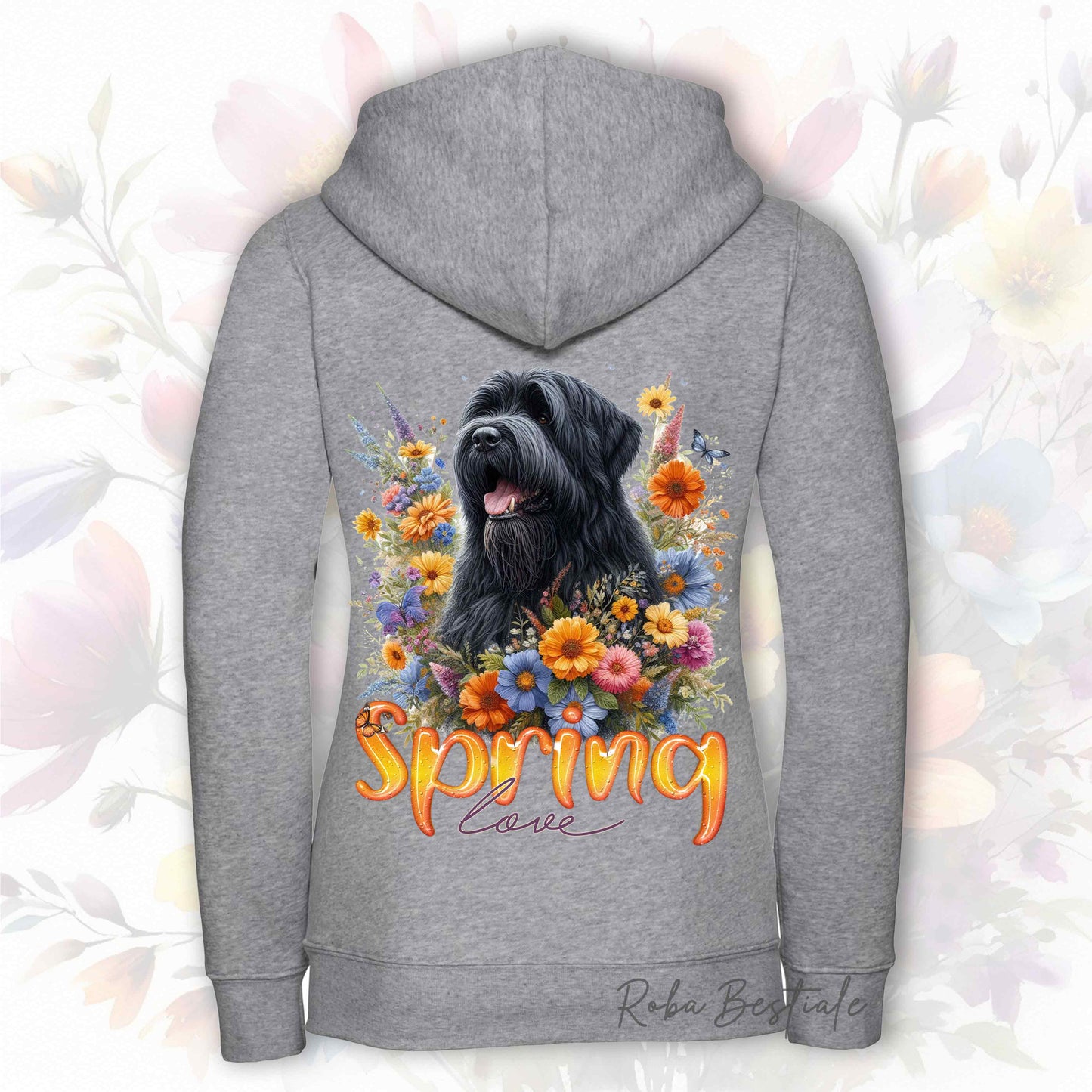 Felpa SPRING LOVE - BOVARO DELLE FIANDRE - Con Cappuccio e Full Zip, Uomo o Donna, in tanti colori - dalla XS alla 5XL