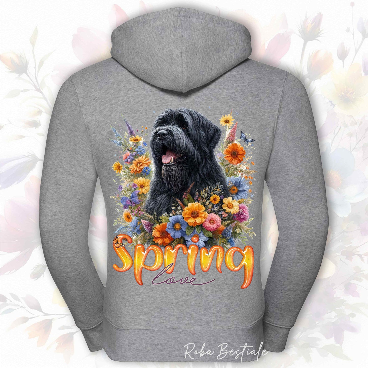 Felpa SPRING LOVE - BOVARO DELLE FIANDRE - Con Cappuccio e Full Zip, Uomo o Donna, in tanti colori - dalla XS alla 5XL