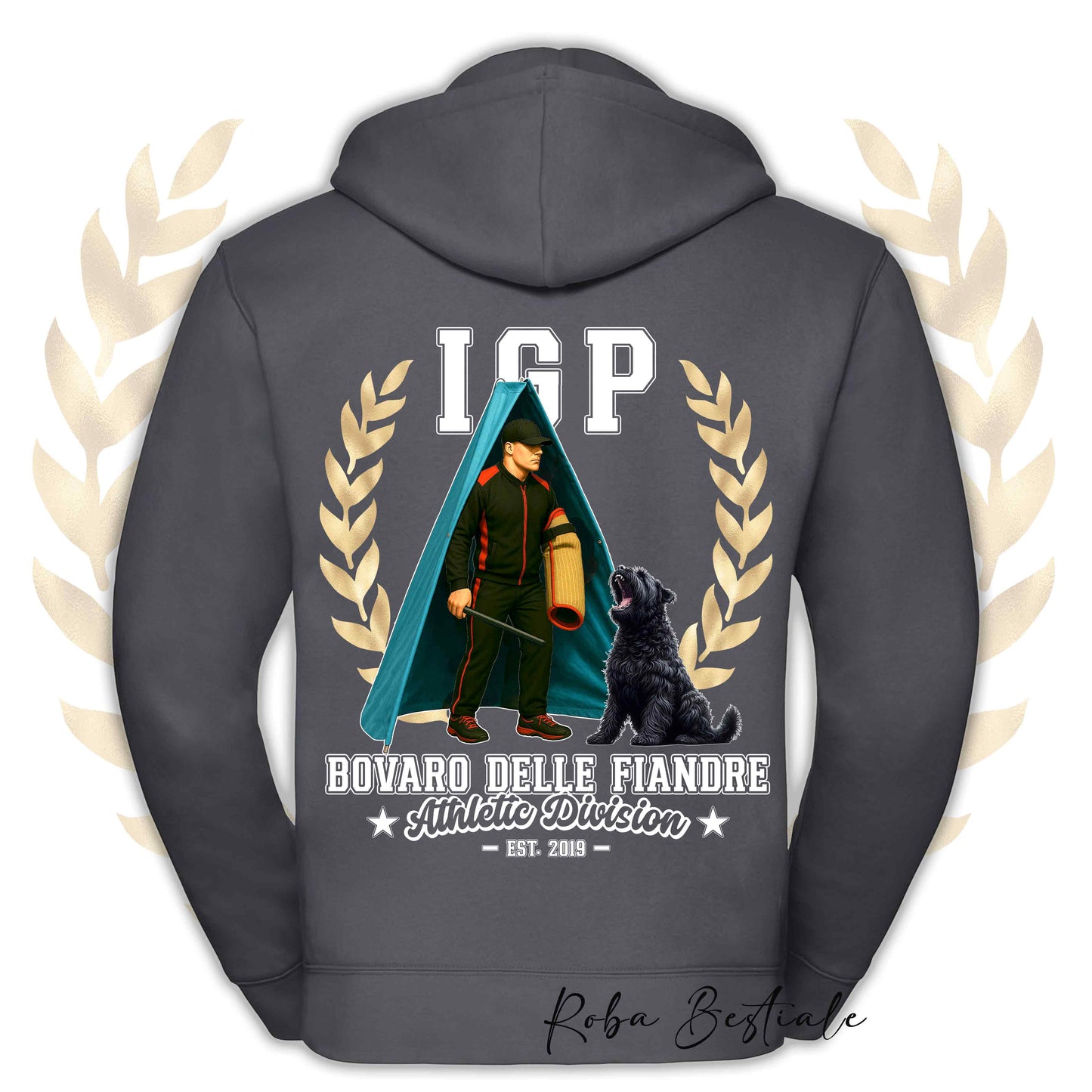 Felpa IGP REVIER - BOVARO DELLE FIANDRE - Con Cappuccio e Full Zip, Uomo o Donna, in tanti colori - dalla XS alla 5XL