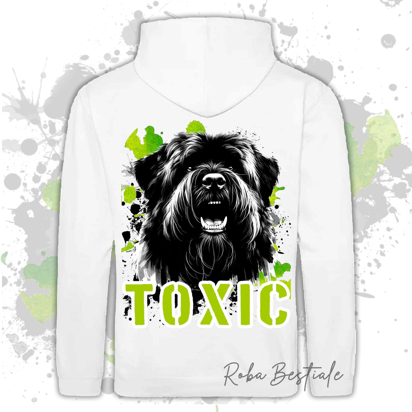 Felpa TOXIC - BOVARO DELLE FIANDRE - Con Cappuccio e Tasconi, Unisex, in tanti colori - dalla XS alla 5XL