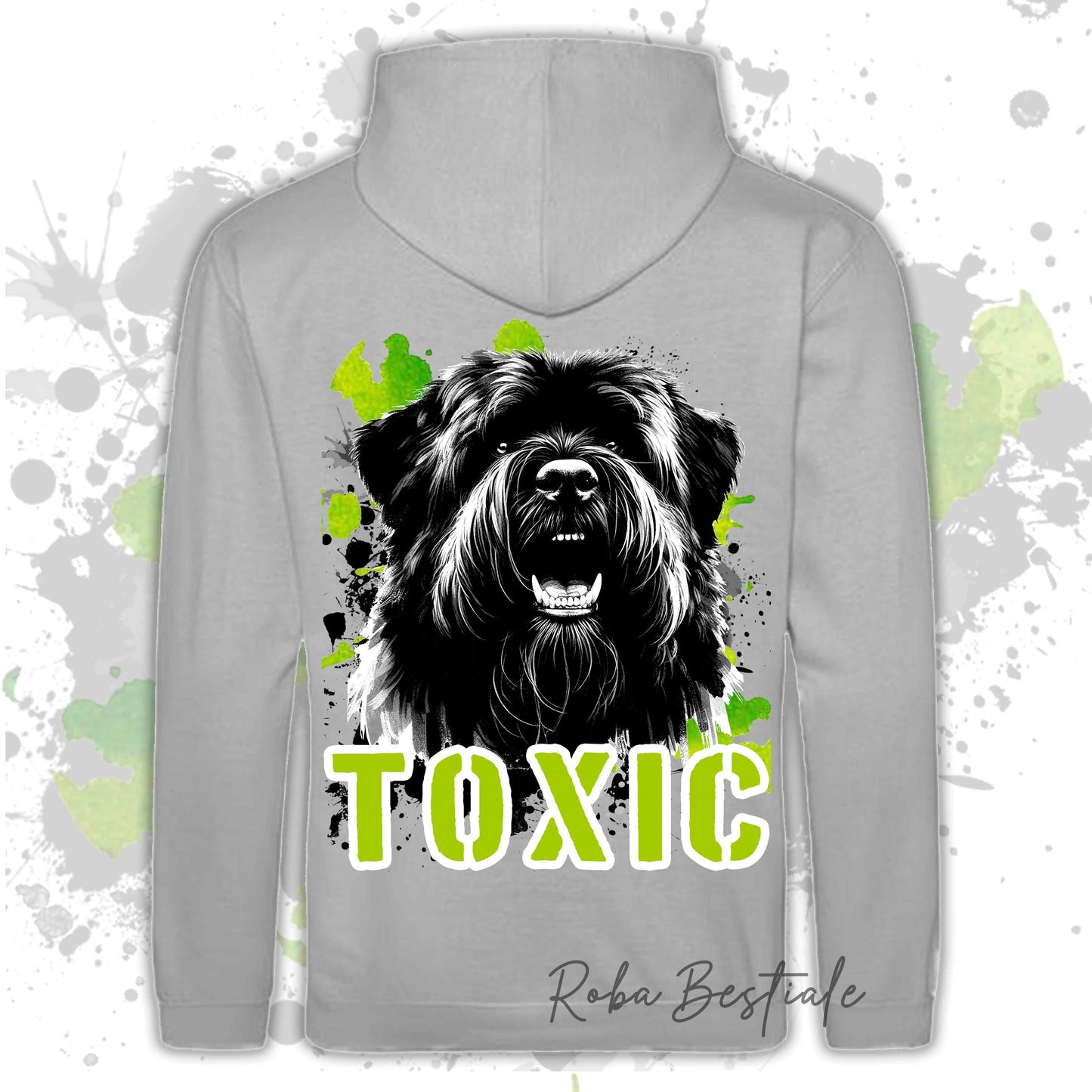 Felpa TOXIC - BOVARO DELLE FIANDRE - Con Cappuccio e Tasconi, Unisex, in tanti colori - dalla XS alla 5XL