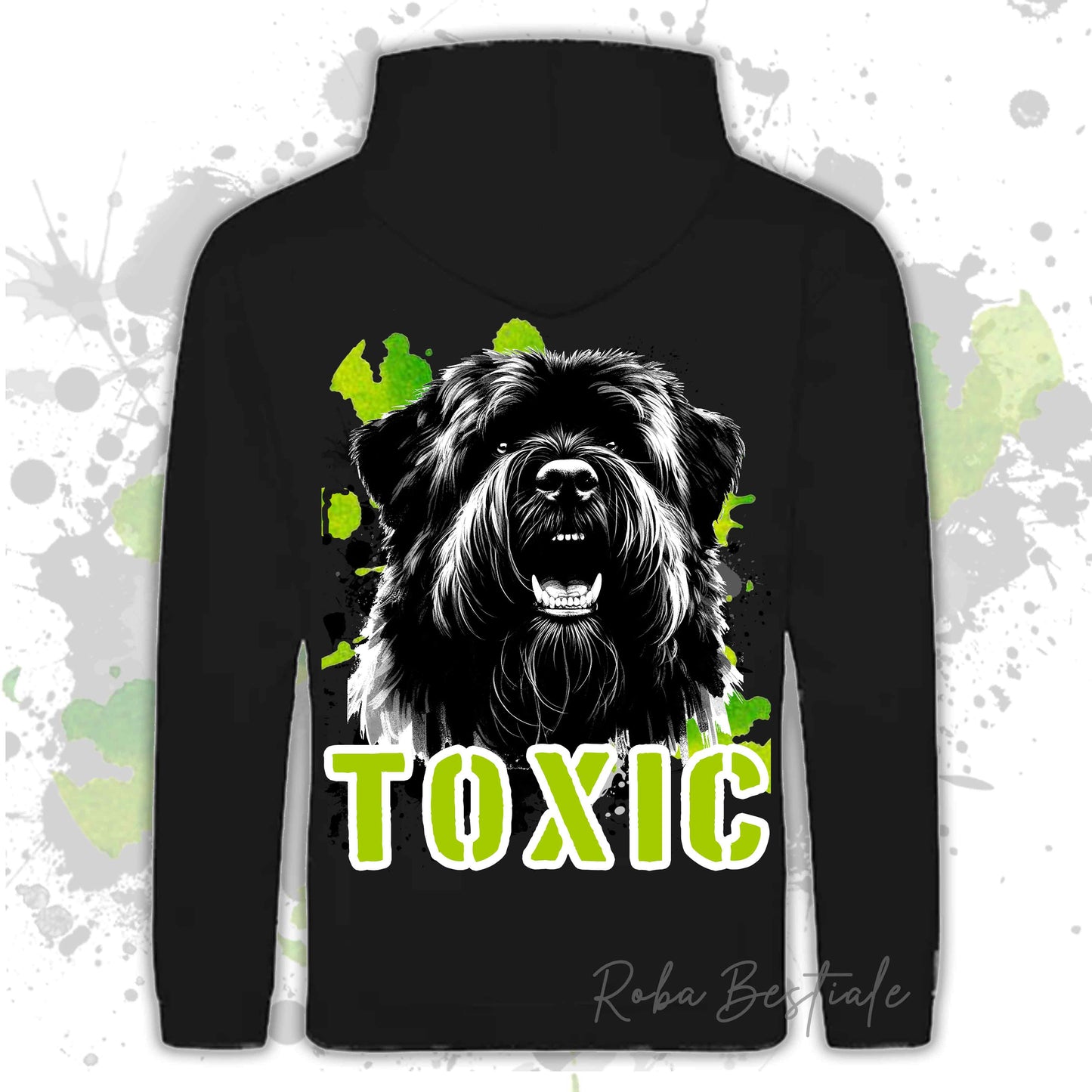 Felpa TOXIC - BOVARO DELLE FIANDRE - Con Cappuccio e Tasconi, Unisex, in tanti colori - dalla XS alla 5XL