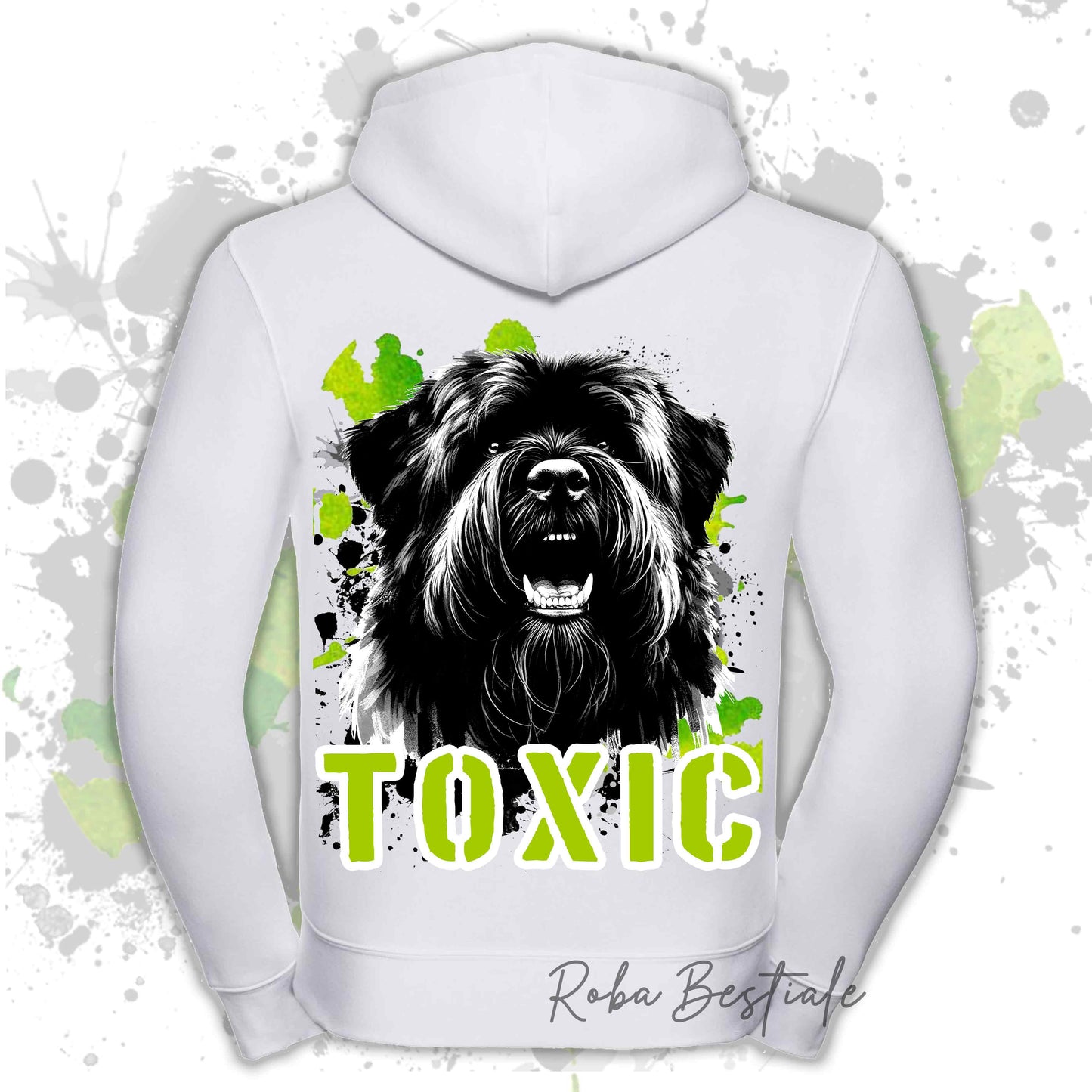 Felpa TOXIC - BOVARO DELLE FIANDRE - Con Cappuccio e Full Zip, Uomo o Donna, in tanti colori - dalla XS alla 5XL