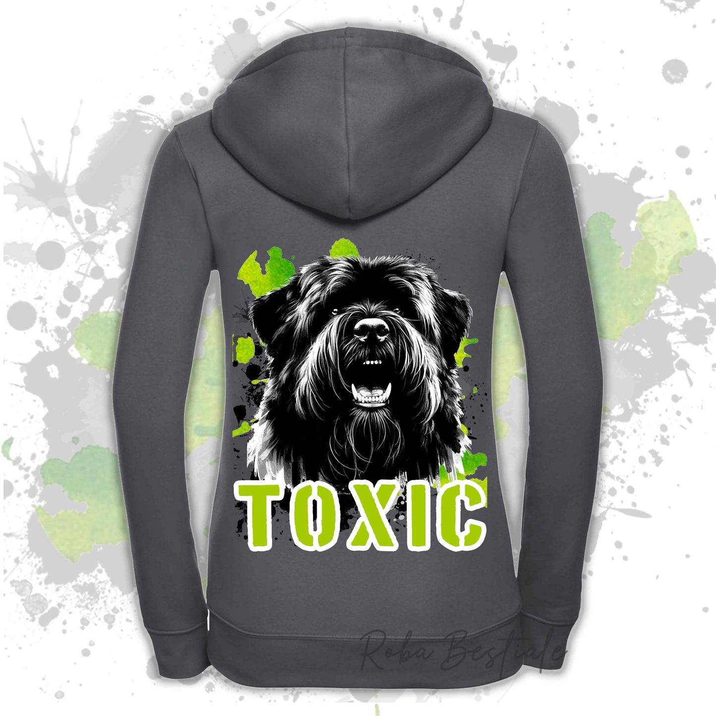 Felpa TOXIC - BOVARO DELLE FIANDRE - Con Cappuccio e Full Zip, Uomo o Donna, in tanti colori - dalla XS alla 5XL