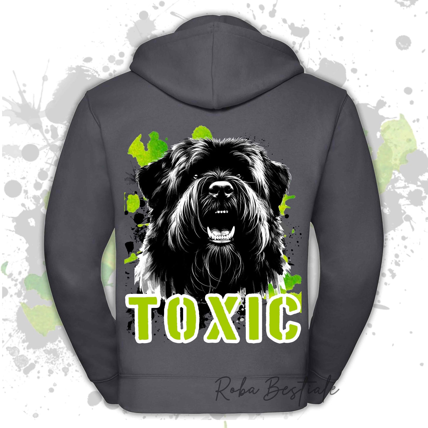 Felpa TOXIC - BOVARO DELLE FIANDRE - Con Cappuccio e Full Zip, Uomo o Donna, in tanti colori - dalla XS alla 5XL