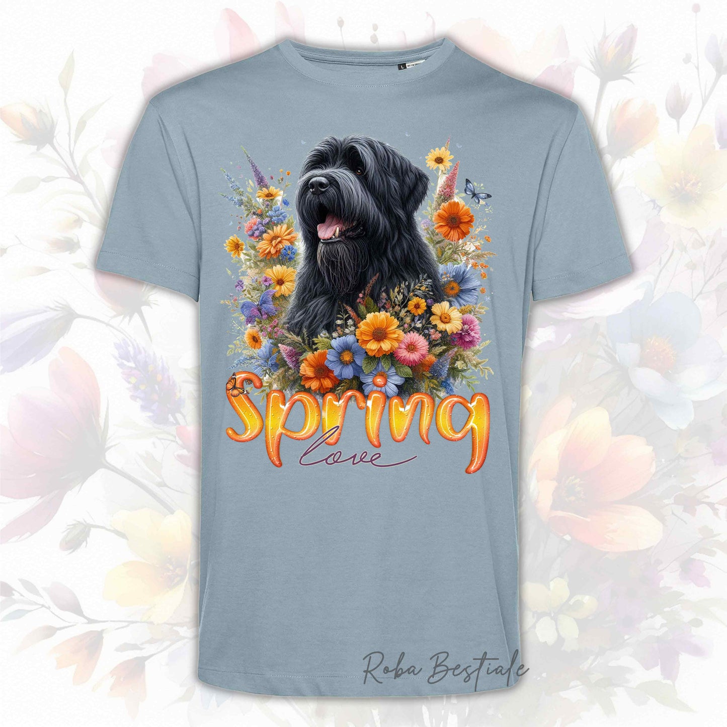 T-Shirt SPRING LOVE - BOVARO DELLE FIANDRE - Uomo o Donna, disponibile in tanti colori - dalla XS alla 5XL