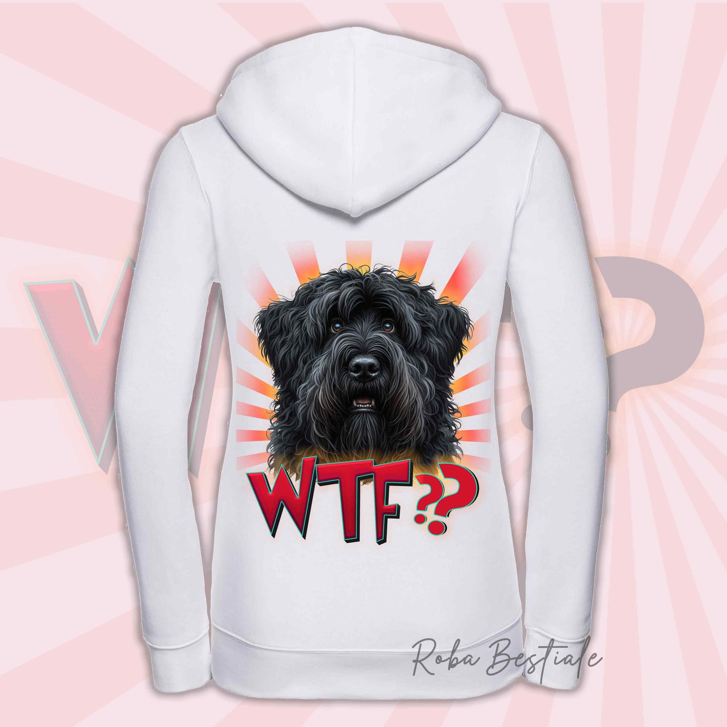 Felpa WTF?? - BOVARO DELLE FIANDRE - Con Cappuccio e Full Zip, Uomo o Donna, in tanti colori - dalla XS alla 5XL