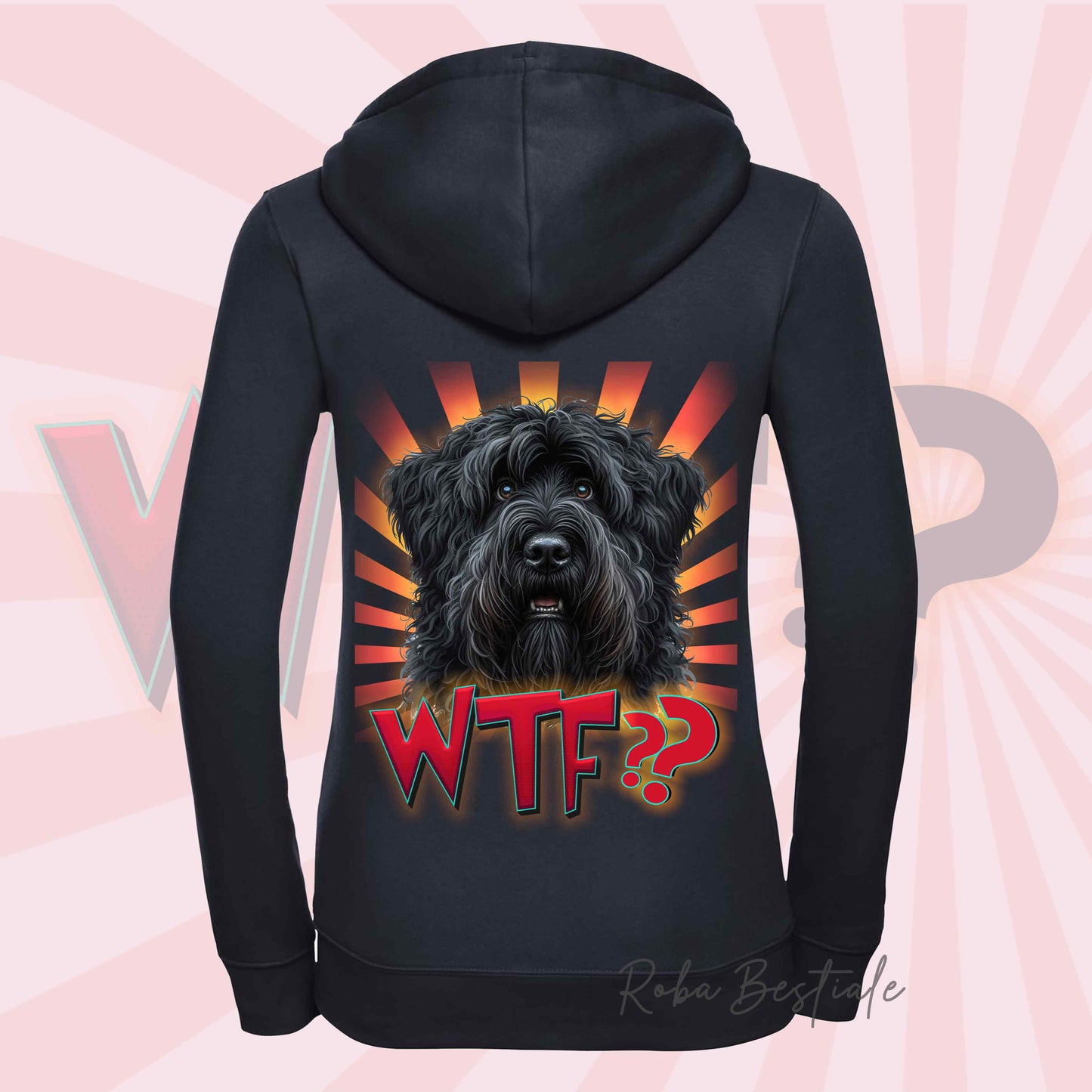 Felpa WTF?? - BOVARO DELLE FIANDRE - Con Cappuccio e Full Zip, Uomo o Donna, in tanti colori - dalla XS alla 5XL