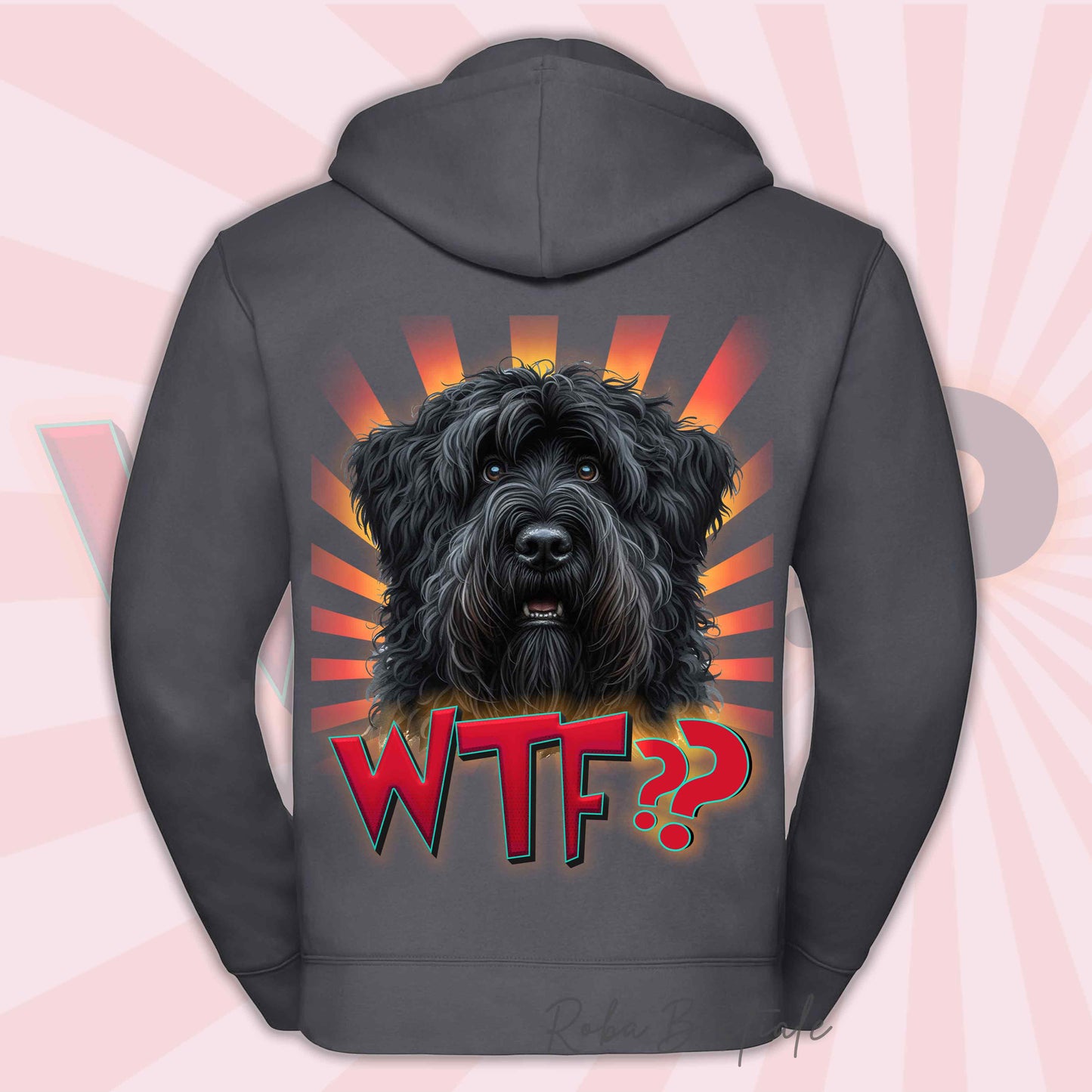 Felpa WTF?? - BOVARO DELLE FIANDRE - Con Cappuccio e Full Zip, Uomo o Donna, in tanti colori - dalla XS alla 5XL