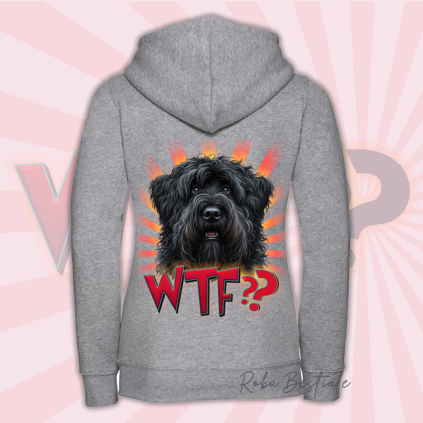 Felpa WTF?? - BOVARO DELLE FIANDRE - Con Cappuccio e Full Zip, Uomo o Donna, in tanti colori - dalla XS alla 5XL