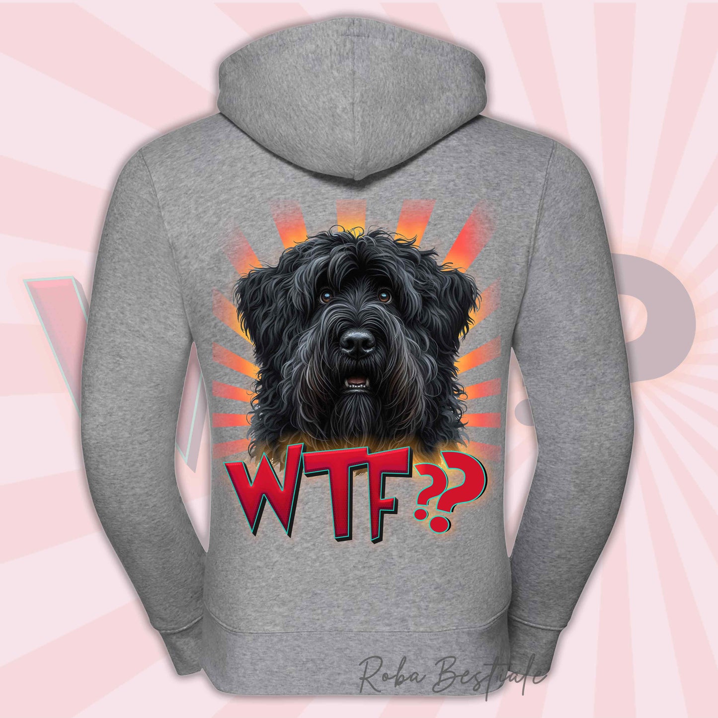 Felpa WTF?? - BOVARO DELLE FIANDRE - Con Cappuccio e Full Zip, Uomo o Donna, in tanti colori - dalla XS alla 5XL