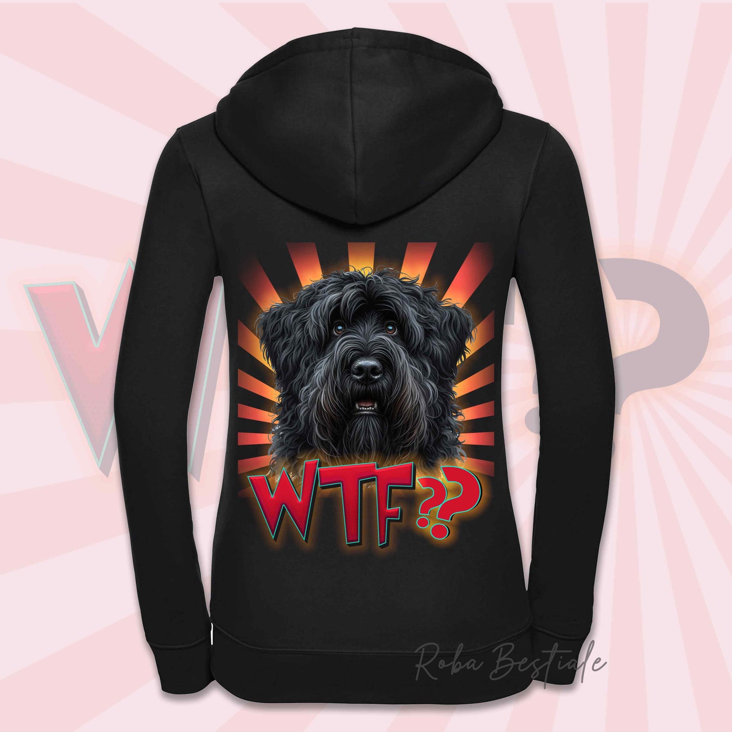 Felpa WTF?? - BOVARO DELLE FIANDRE - Con Cappuccio e Full Zip, Uomo o Donna, in tanti colori - dalla XS alla 5XL