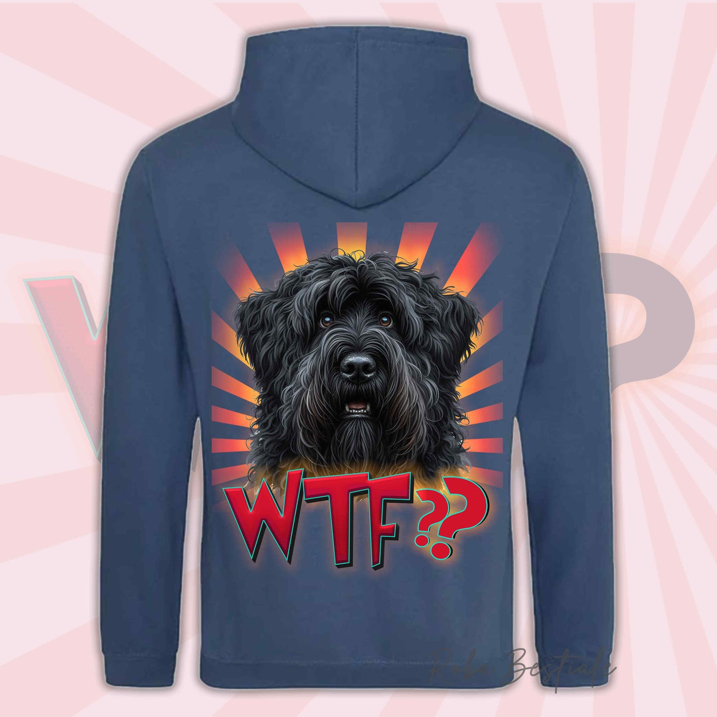 Felpa WTF?? - BOVARO DELLE FIANDRE - Con Cappuccio e Tasconi, Unisex, in tanti colori - dalla XS alla 5XL