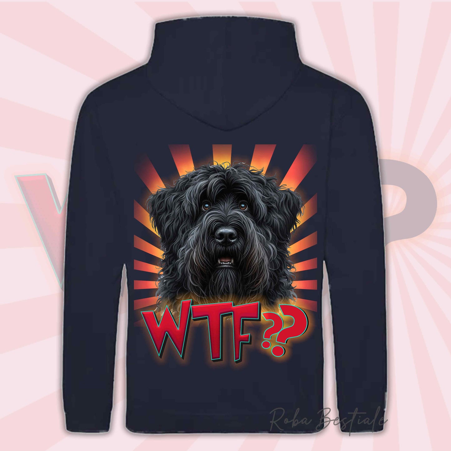 Felpa WTF?? - BOVARO DELLE FIANDRE - Con Cappuccio e Tasconi, Unisex, in tanti colori - dalla XS alla 5XL