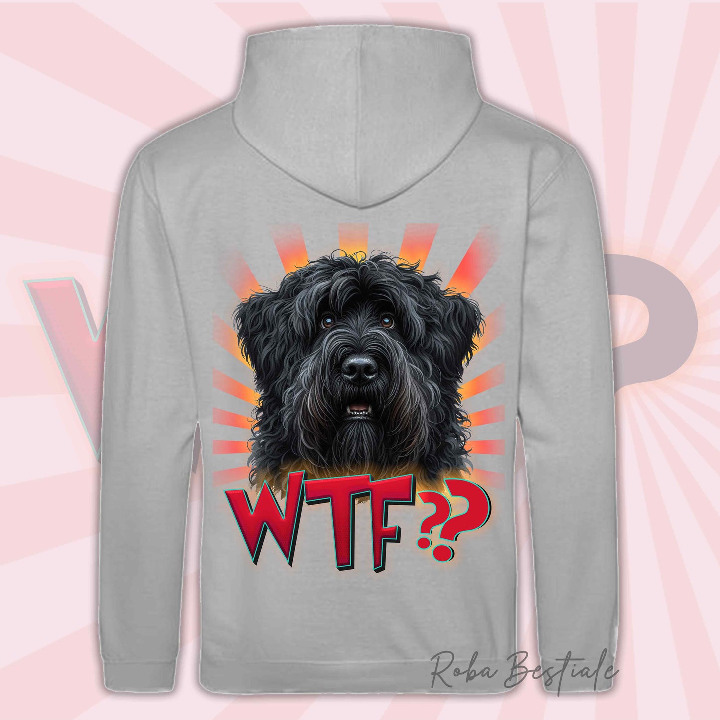 Felpa WTF?? - BOVARO DELLE FIANDRE - Con Cappuccio e Tasconi, Unisex, in tanti colori - dalla XS alla 5XL