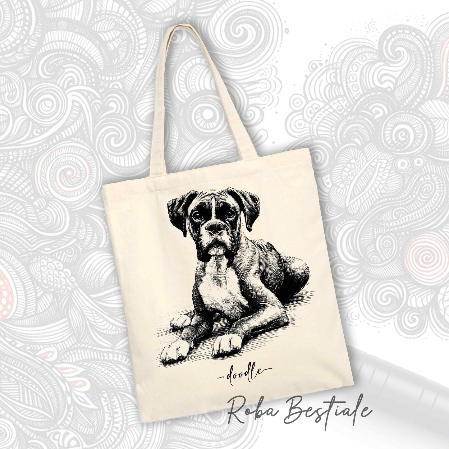 Shopper DOODLE - BOXER Fawn
