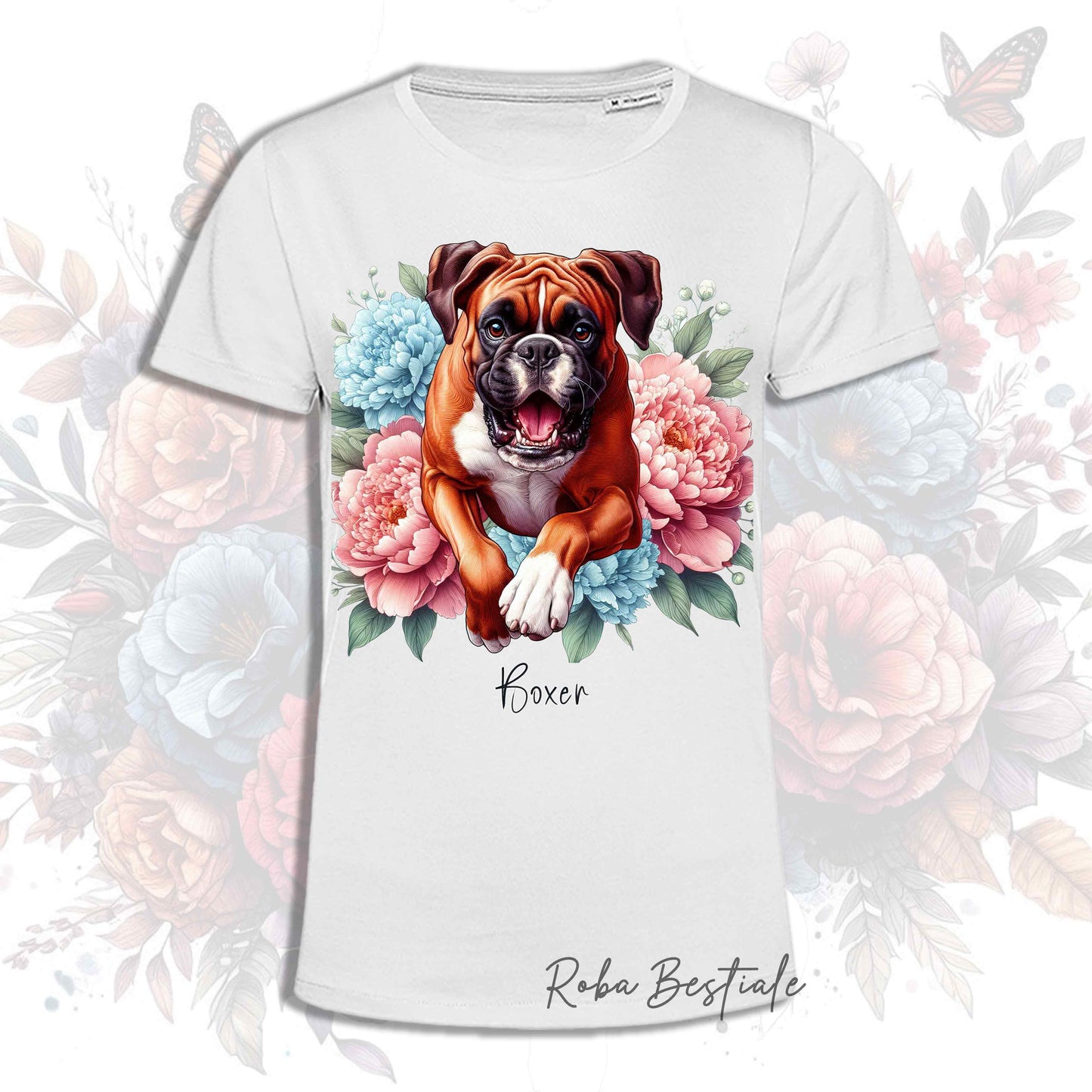 T-Shirt PEONY - BOXER Fulvo - Bianca, Uomo o Donna - dalla XS alla 5XL
