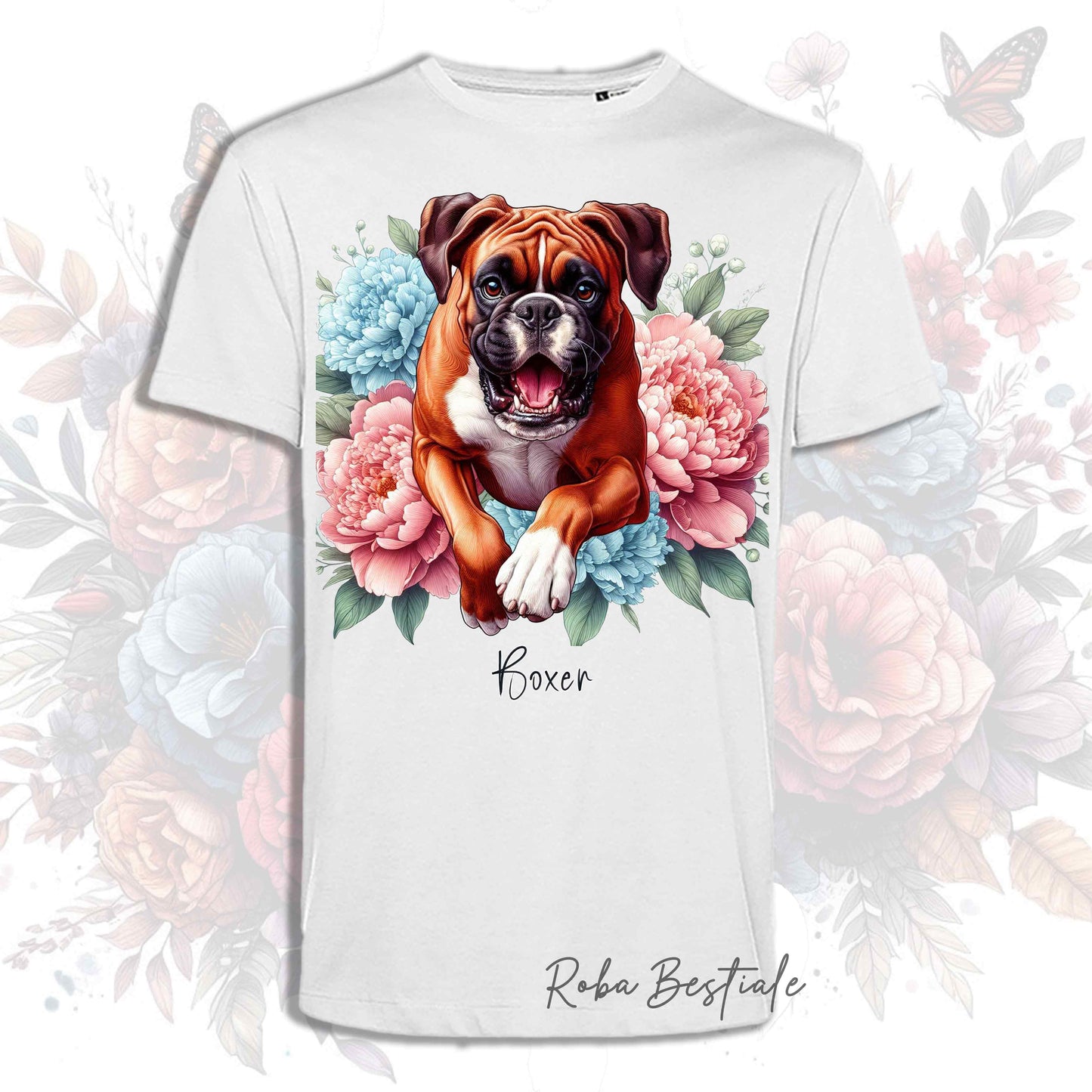 T-Shirt PEONY - BOXER Fulvo - Bianca, Uomo o Donna - dalla XS alla 5XL
