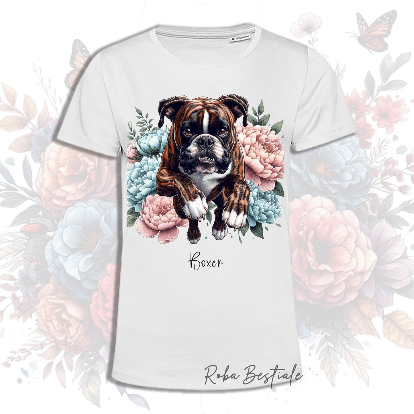 T-Shirt PEONY - BOXER Tigrato - Bianca, Uomo o Donna - dalla XS alla 5XL