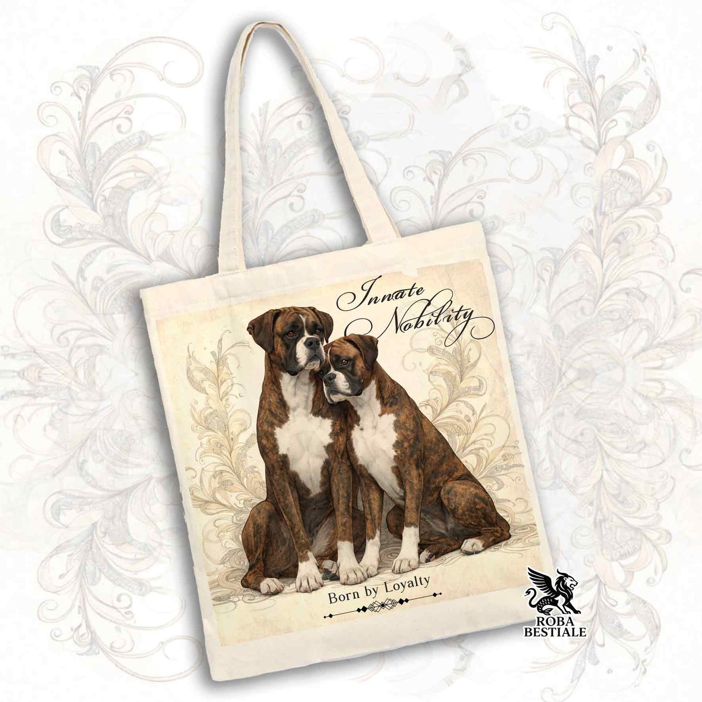 Tote Bag NOBILITY - BOXER Tigrato - 100% Cotone - Bianca o Beige