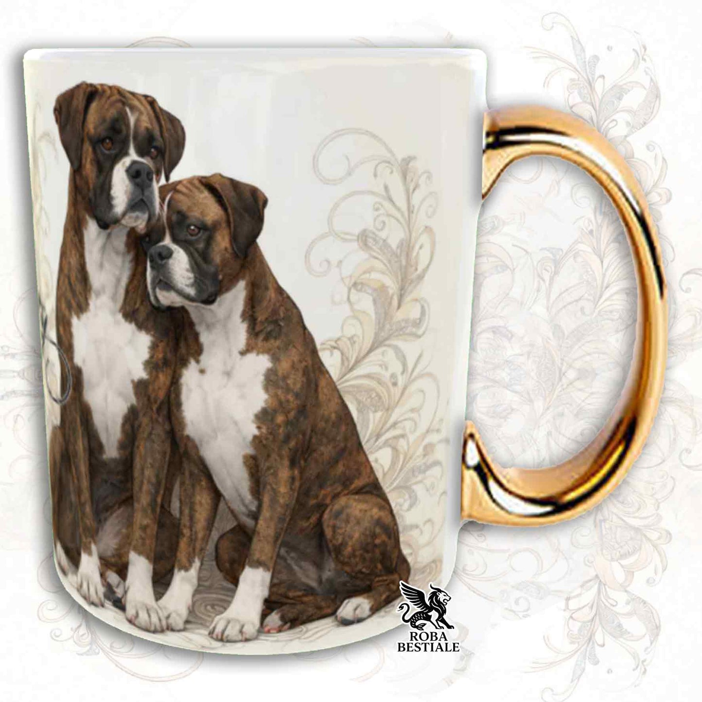 Tazza NOBILITY - BOXER Tigrato - Manico ORO - 330 ml - in Ceramica