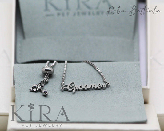 Bracciale KIRA PET JEWERLY - Modello OLIVE - GROOMER - In Acciaio Inox color SILVER