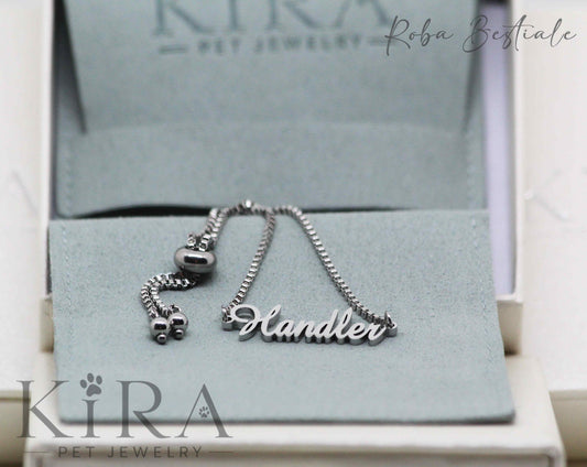 Bracciale KIRA PET JEWERLY - Modello OLIVE - HANDLER - In Acciaio Inox color SILVER