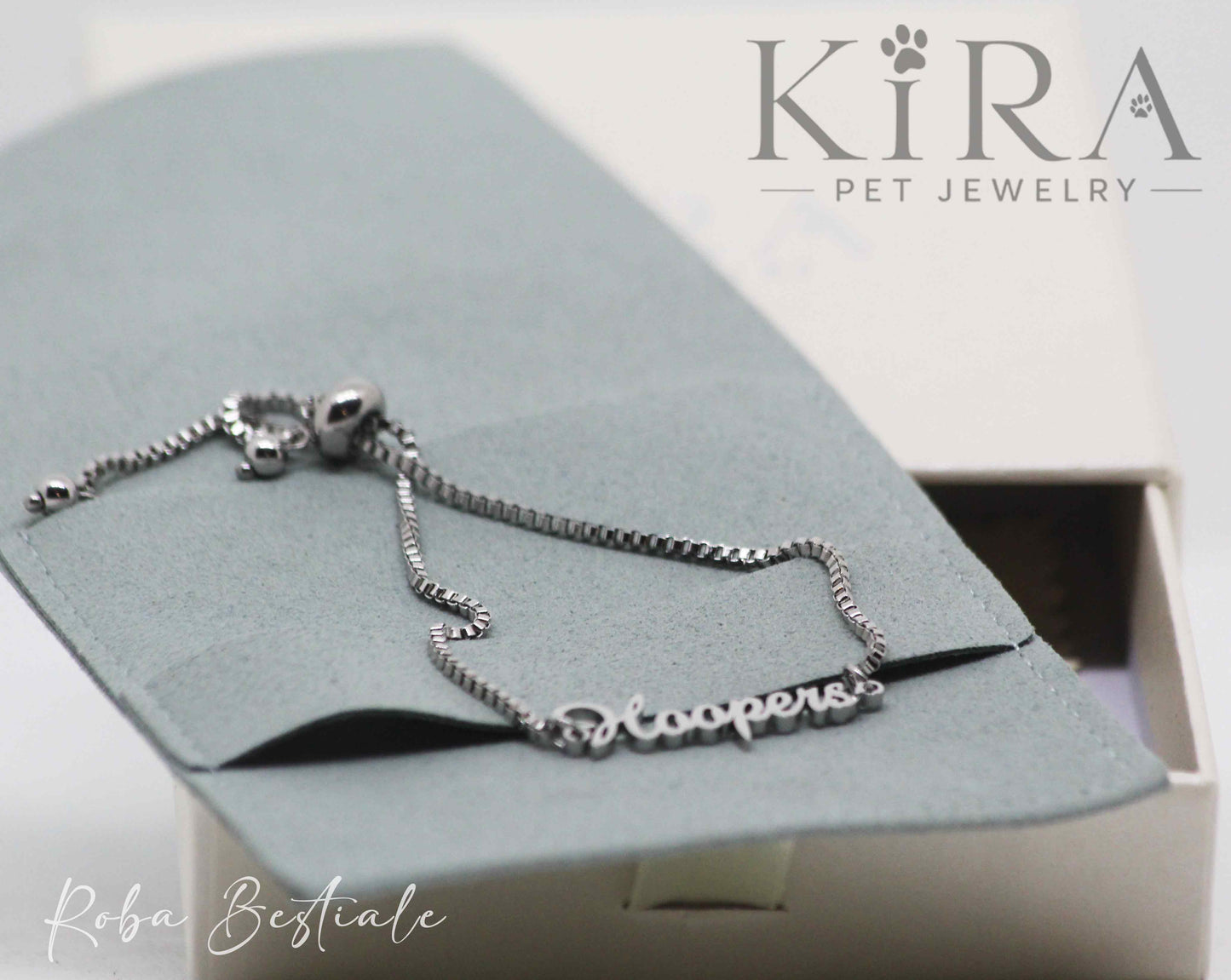 Bracciale KIRA PET JEWERLY - Modello OLIVE - HOOPERS - In Acciaio Inox color SILVER