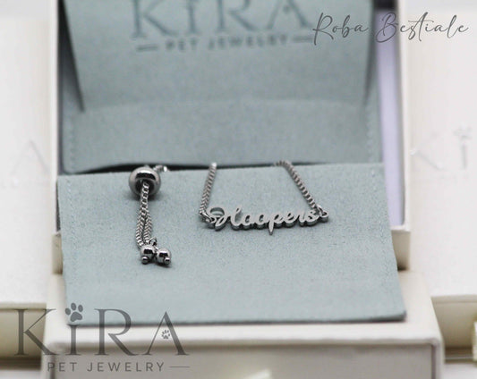 Bracciale KIRA PET JEWERLY - Modello OLIVE - HOOPERS - In Acciaio Inox color SILVER