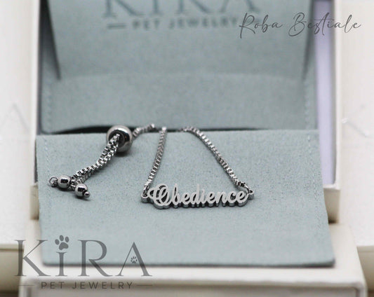 Bracciale KIRA PET JEWERLY - Modello OLIVE - OBEDIENCE - In Acciaio Inox color SILVER