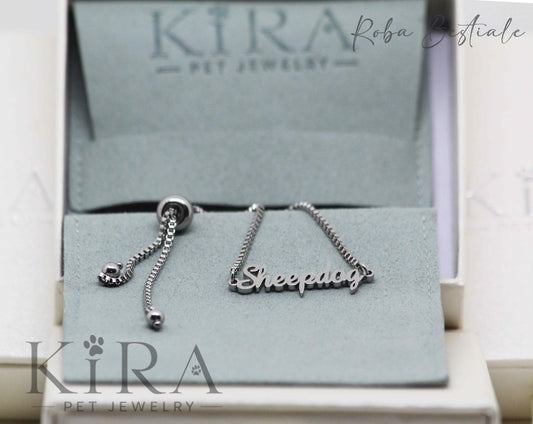 Bracciale KIRA PET JEWERLY - Modello OLIVE - SHEEPDOG - In Acciaio Inox color SILVER