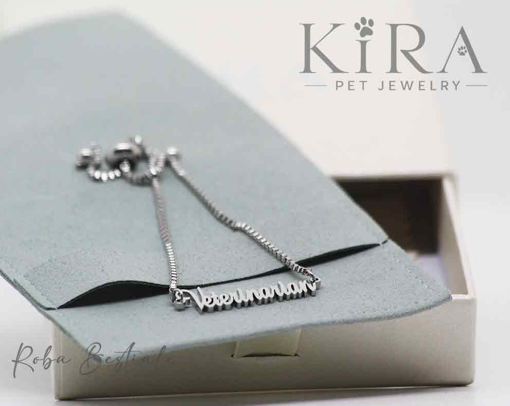 Bracciale KIRA PET JEWERLY - Modello OLIVE - VETERINARIAN - In Acciaio Inox color SILVER