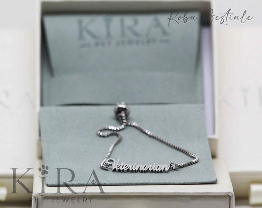 Bracciale KIRA PET JEWERLY - Modello OLIVE - VETERINARIAN - In Acciaio Inox color SILVER