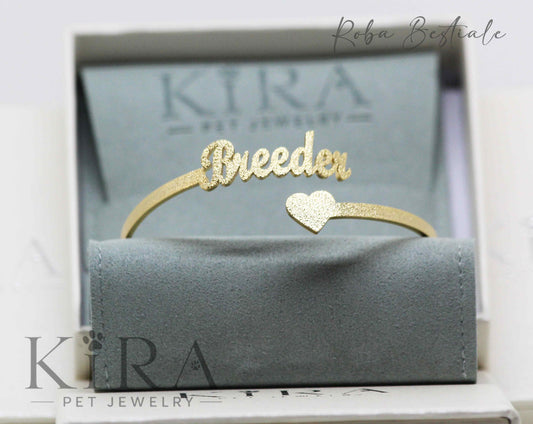 Bracciale KIRA PET JEWELRY - Modello HARSH - BREEDER - Fascia rigida In Acciaio Inox color ORO - Effetto "frosted"