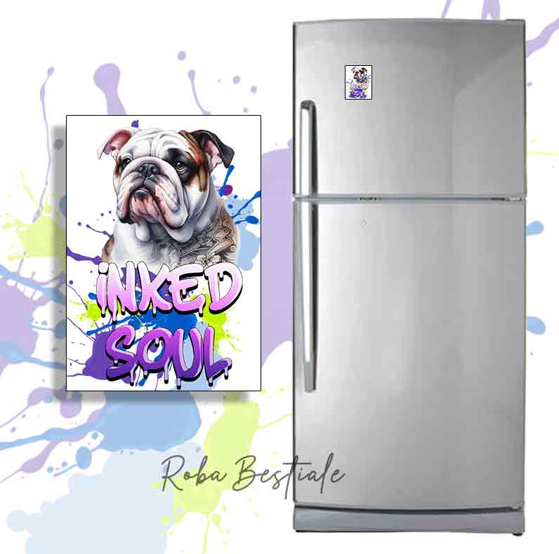 INKED SOUL Magnet - ENGLISH BULLDOG White & Brindle