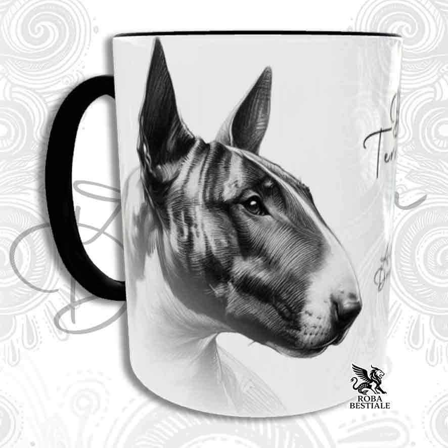 Tazza ACTION DOODLE - BULL TERRIER Tigrato - In Ceramica, con manico e interno colorato - 330 ml