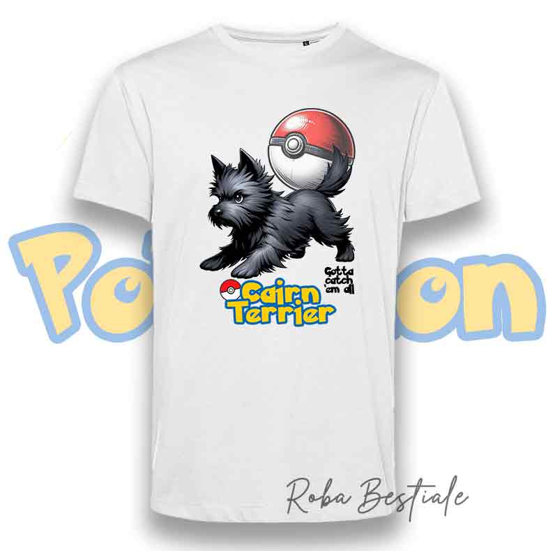 POKEMON - CAIRN TERRIER Dark Gray T-Shirt