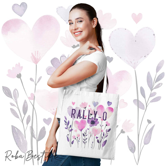 Borsa shopper bianca stampata con una grafica dedicata alla Rally-O, collezione Candy