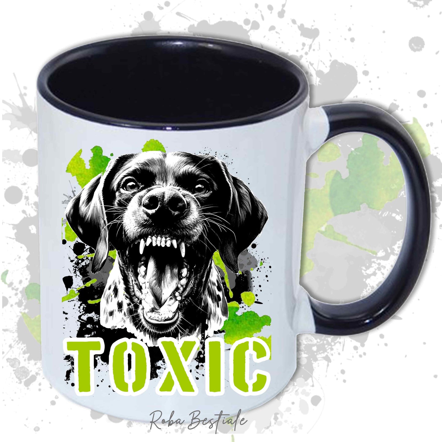 Tazza TOXIC - CANE DA FERMA TEDESCO a Pelo Corto - KURZHAAR - In Ceramica, con manico e interno in diversi colori - 330 ml