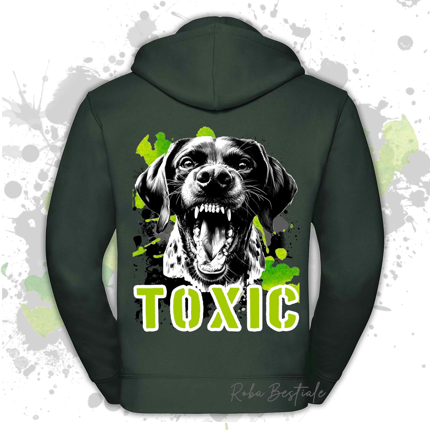 Felpa TOXIC - CANE DA FERMA TEDESCO A PELO CORTO - KURZHAAR - Con Cappuccio e Full Zip, Uomo o Donna, in tanti colori - dalla XS alla 5XL
