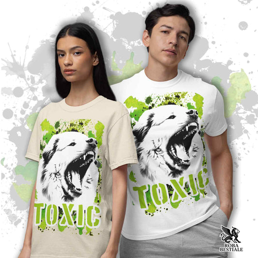 T-Shirt TOXIC - CANE DA MONTAGNA DEI PIRENEI - Bianca o Beige, da Uomo o da Donna - dalla XS alla 5XL