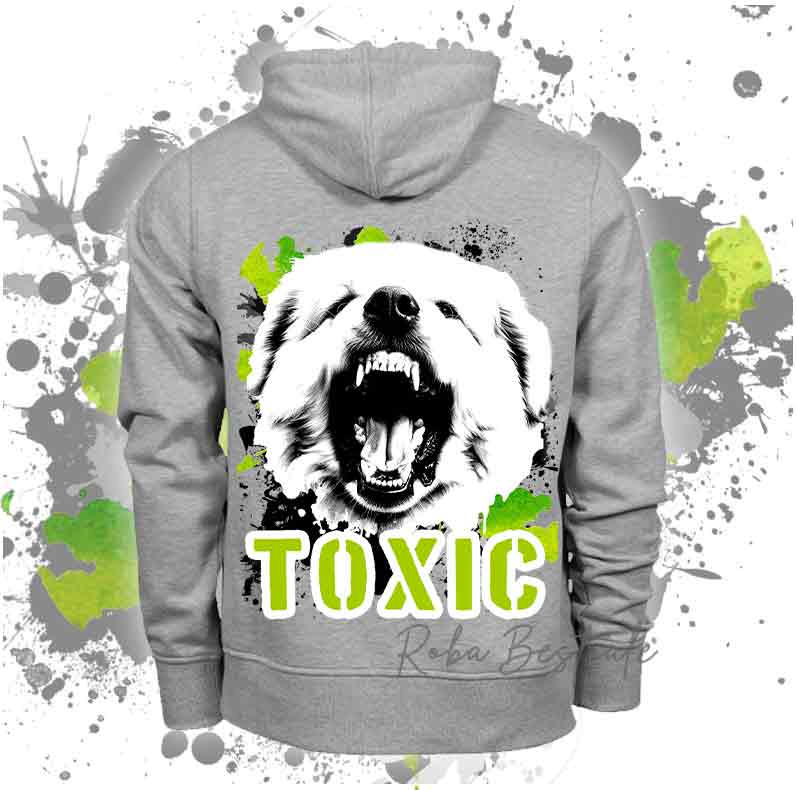 Felpa Invernale TOXIC - CANE DA MONTAGNA DEI PIRENEI - Con Cappuccio, Unisex - Grigia - dalla XS alla 3XL
