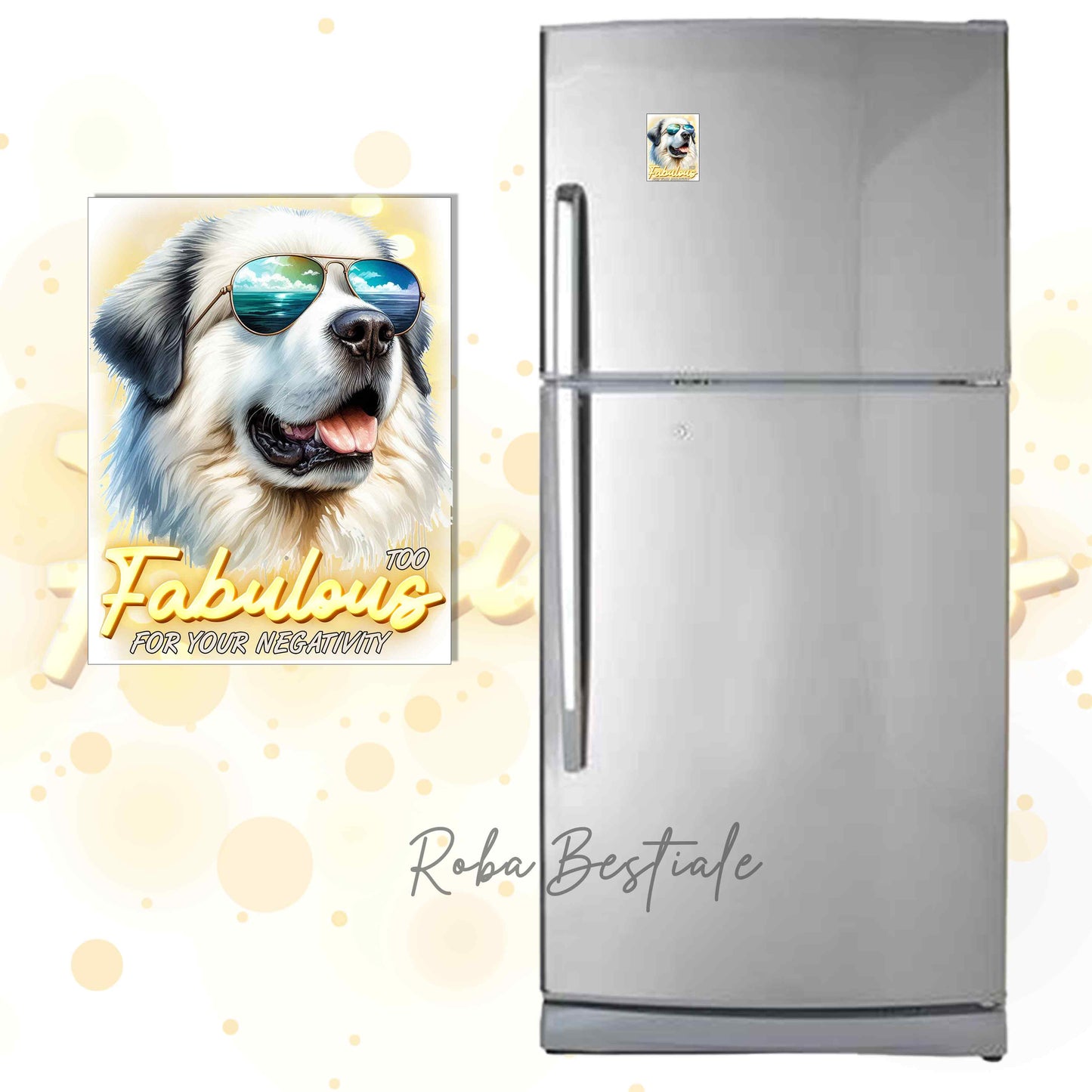 Calamita TOO FABULOUS - CANE DA MONTAGNA DEI PIRENEI - in MDF - 7x5 cm