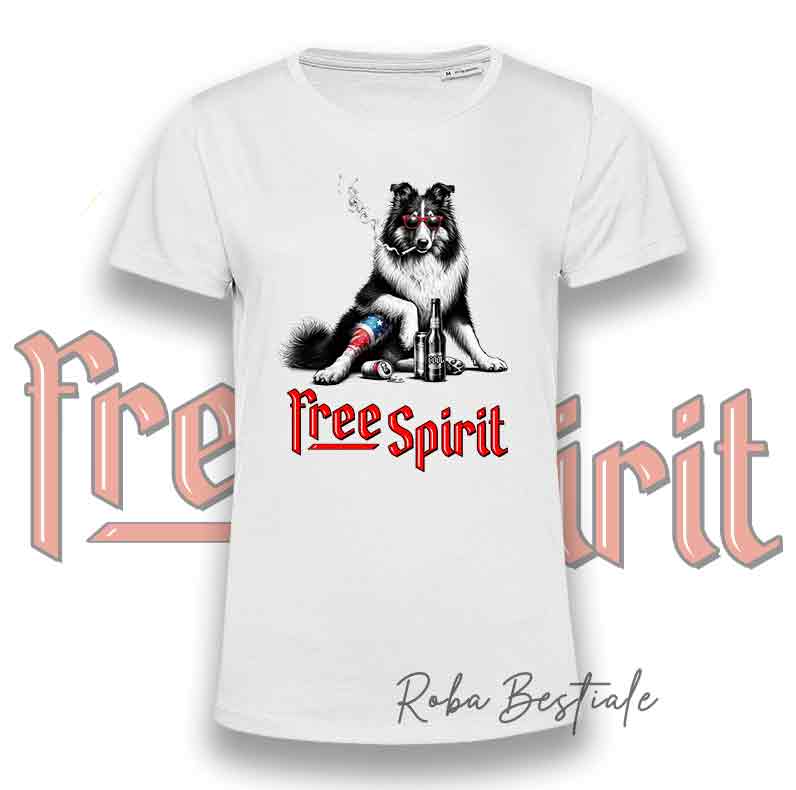 T-Shirt FREE SPIRIT - CANE DA PASTORE SCOZZESE a Pelo Lungo
