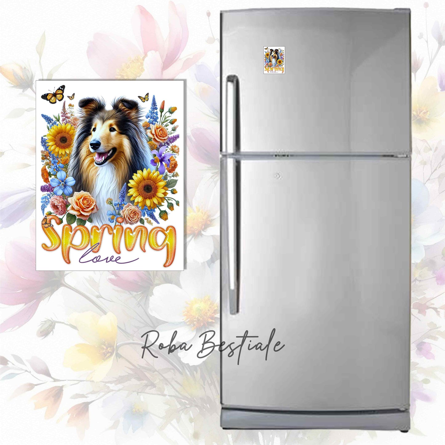 Calamita SPRING LOVE - CANE DA PASTORE SCOZZESE a Pelo Lungo, Sable - In MDF