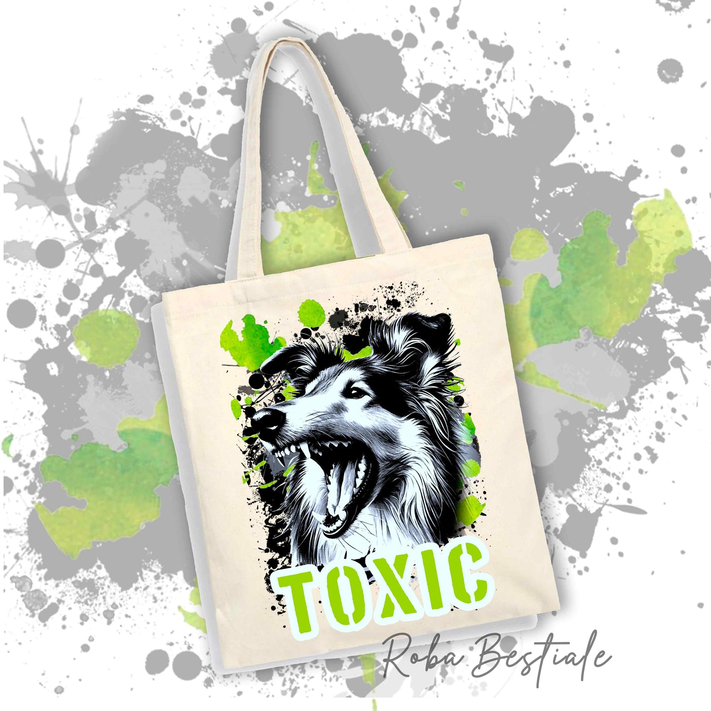 Shopper TOXIC - CANE DA PASTORE SCOZZESE a Pelo Corto - Borsa in 100% cotone - Disponibile in diversi colori