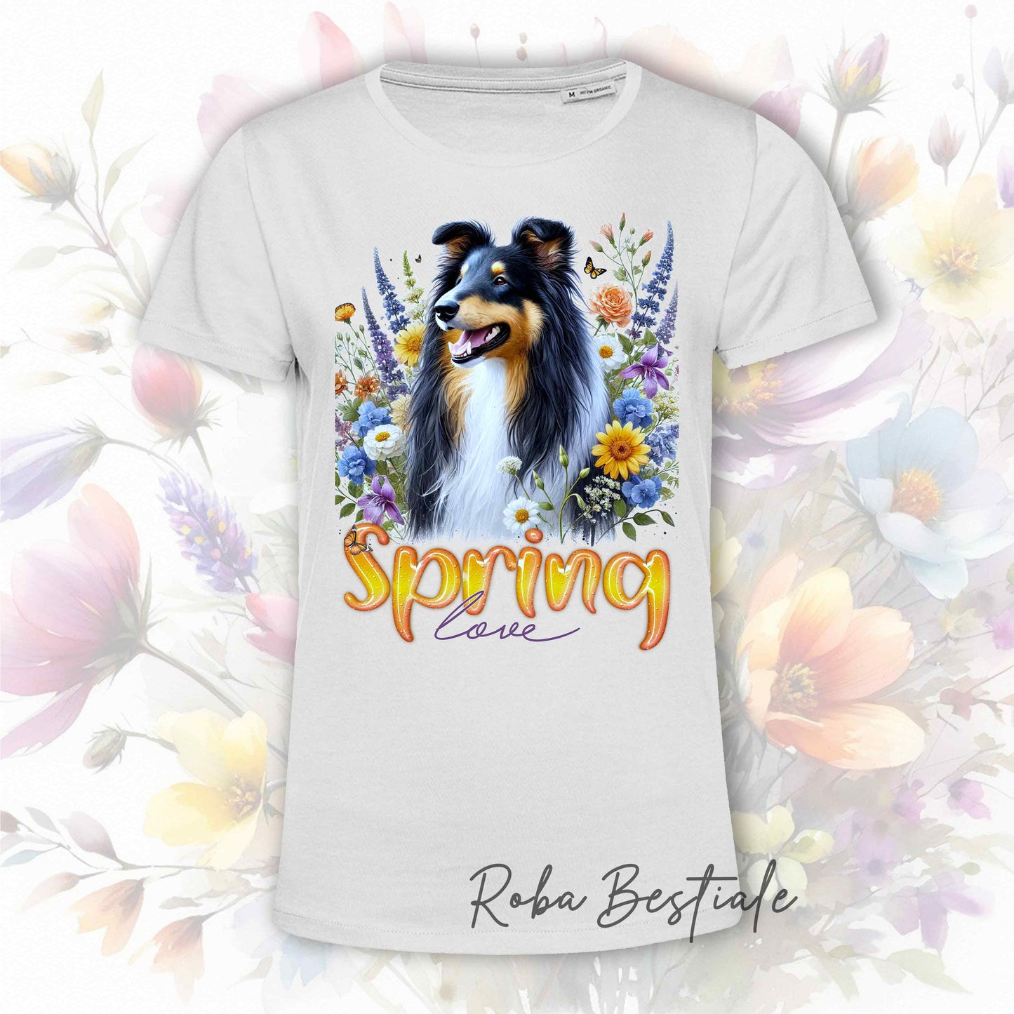T-Shirt SPRING LOVE - SCOTTISH SHEEPDOG Tricolor
